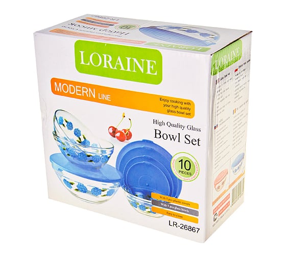 Салатница LORAINE 10 предметов 26867-2 Салатницы д/мик цв/кр СИНИЙ 10пр LR (х12)