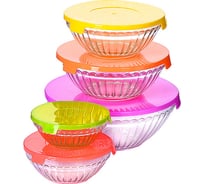Набор мисок LORAINE 5 штук с крышками 150/220/350/610/900мл 29994 Салатницы 150/220/350/610/900мл. LR (х12)