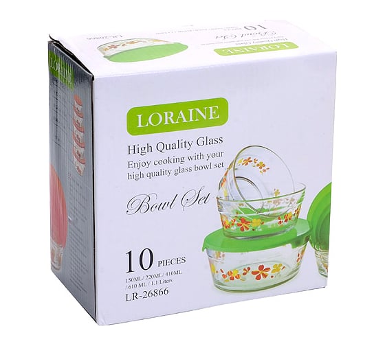 Салатница LORAINE 10 предметов 26866-1 Салатницы д/мик цв/кр ЗЕЛЕНЫЙ 10пр LR(х12)