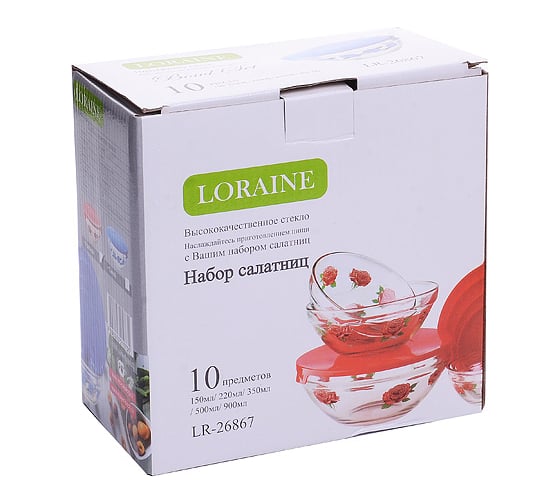Салатница LORAINE 10 предметов 26867-1 Салатницы д/мик цв/кр 10пр КРАСНЫЙ LR(х12)