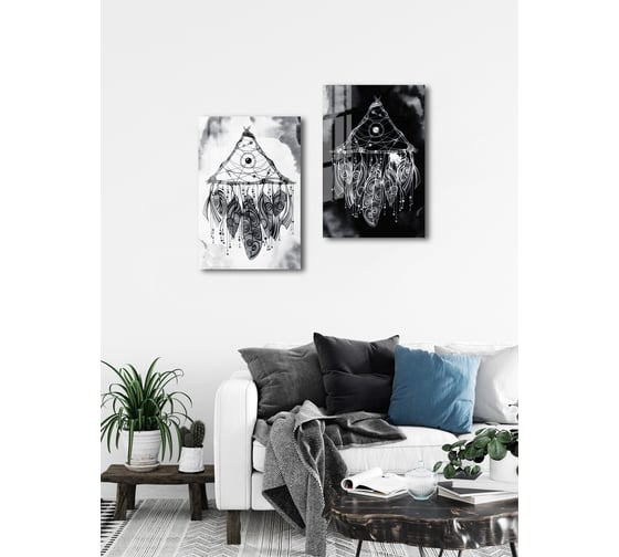 Картина на стекле ARTABOSKO ловец снов белый 40x60 WBR-02-682-04