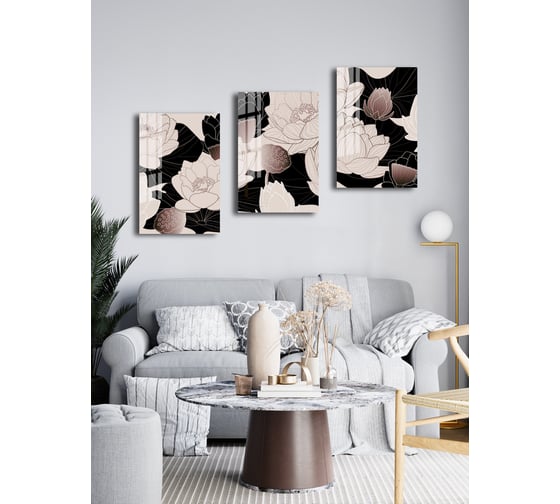 Картина на стекле ARTABOSKO нарисованные цветы 3 40x60 WBR-01-748-04/3