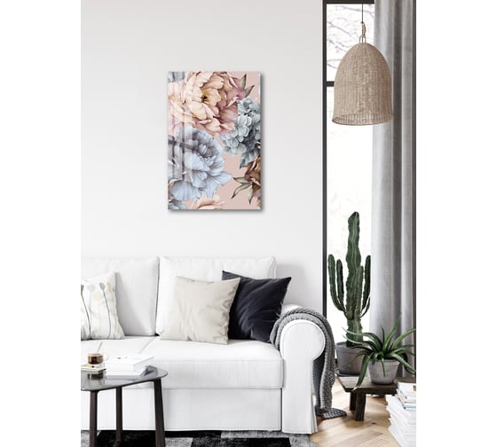 Картина на стекле ARTABOSKO серые пионы 3 40x60 WBR-05-810-04