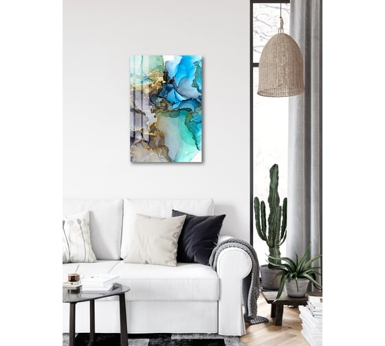 Картина на стекле ARTABOSKO сине-зеленый акрил 2 40x60 WBR-05-791-04