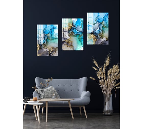 Картина на стекле ARTABOSKO сине-зеленый акрил 3 40x60 WBR-05-792-04