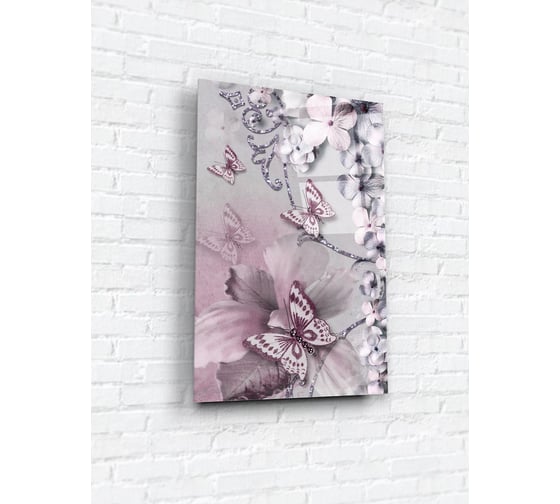Картина на стекле ARTABOSKO серо-розовые бабочки 2 40x60 WBR-01-1115-04 1