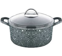 Кастрюля RASHEL 7.5 л, из литого алюминия, со стеклянной крышкой, диаметр 28 см, гранитно-каменная/серая R400-75