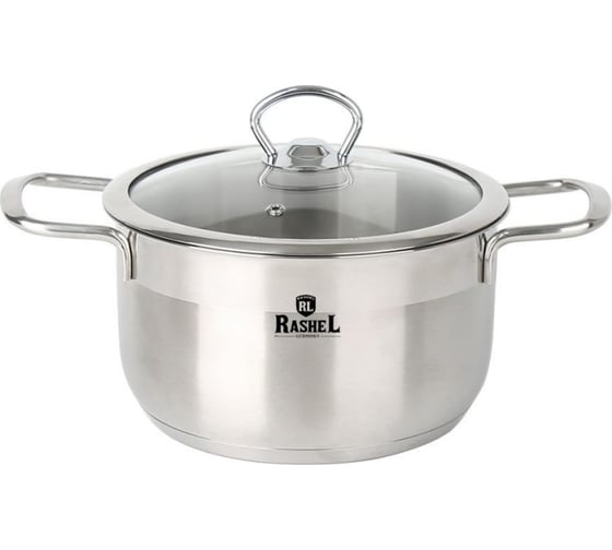 Кастрюля RASHEL 4 л, из нержавеющей стали, со стеклянной крышкой, 22x11 см R-40 1