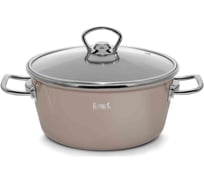 Кастрюля RASHEL 2.6 л, эмалированная, со стеклянной крышкой, ручка хром, кремово-розовая R2020