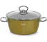 Кастрюля RASHEL 4.5 л, эмалированная, со стеклянной крышкой, ручка хром, оливковая R6024 1
