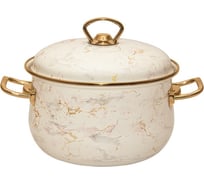 Кастрюля RASHEL 5 л, эмалированная, с эмалированной крышкой, мрамор/кремовая R-50022