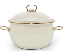 Кастрюля RASHEL 5 л, эмалированная, кремовая, эмалированная крышка, ручки золото R1622