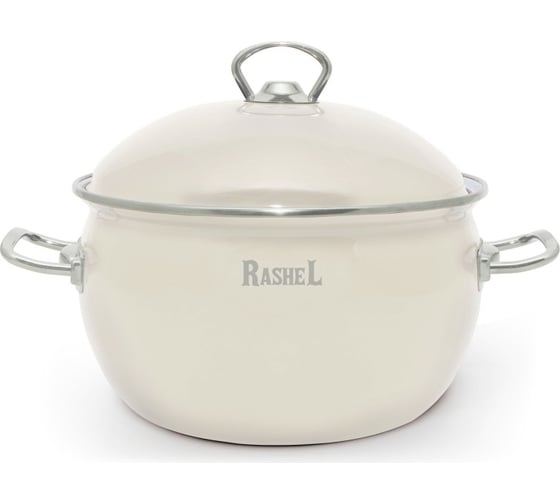 Кастрюля RASHEL 4 л, эмалированная, кремовая, эмалированная крышка, ручки хром R1520