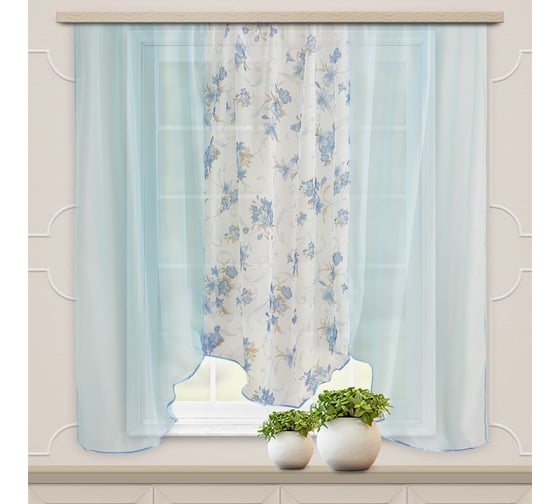Комплект штор для кухни witerra альби, 270x160, голубой 45784 1