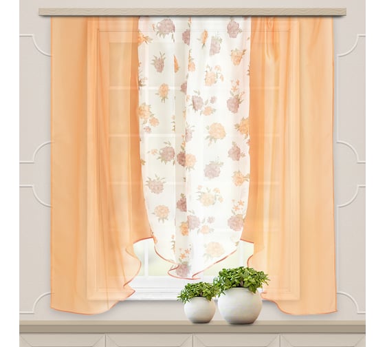 Комплект штор для кухни witerra альби, 270x160, персик 45788 1