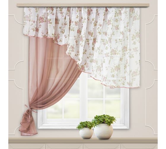 Комплект штор для кухни witerra византия, 280x160, какао, левый 45919