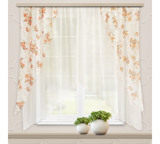 Комплект штор для кухни witerra офелия, 300x160, персик 104122 1