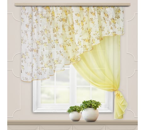 Комплект штор для кухни witerra византия, 280x160, светлое золото, правый 45926