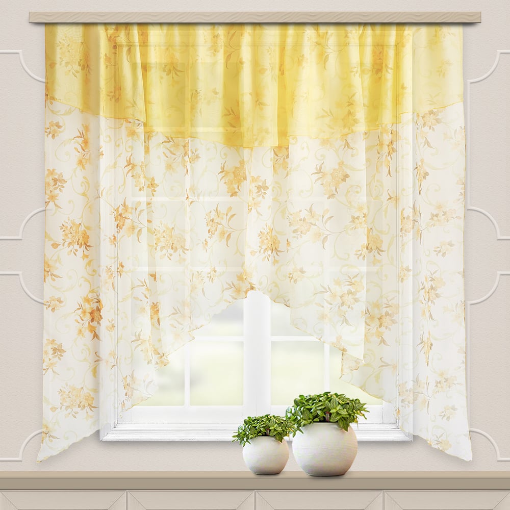 Комплект штор для кухни witerra нимфа, 300x180, золото 104137 ...