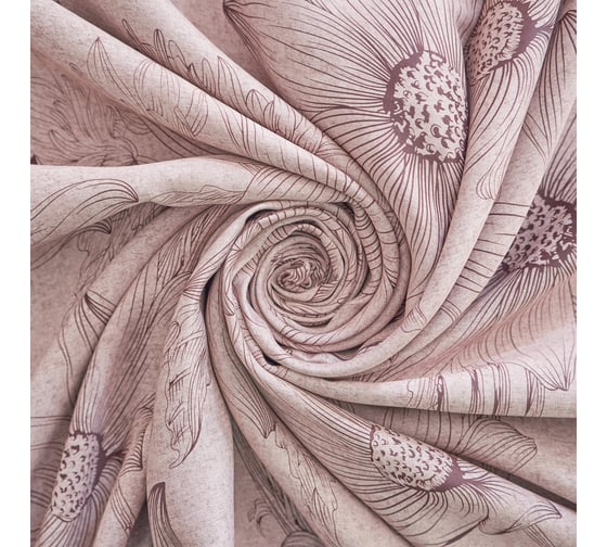 Комплект портьер для кухни witerra блэкаут, ромашки, кофе с молоком, 135x180, 2 шт 45149