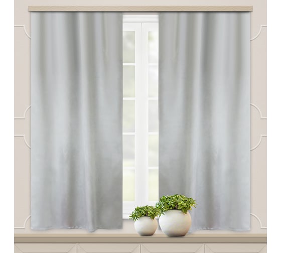 Комплект портьер для кухни witerra блэкаут, элегия, серебро, 135x180, 2 шт 45055 1