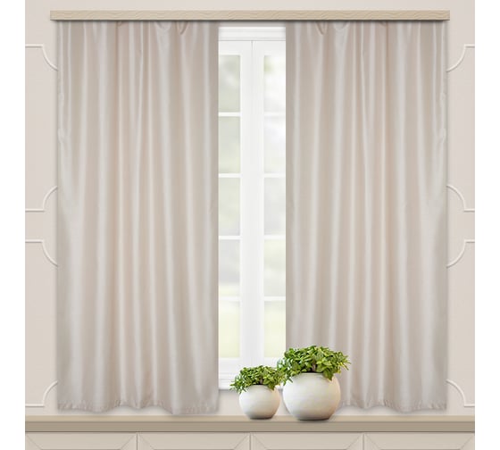 Комплект портьер для кухни witerra жаккард, бамбук, бежевый, 135x180, 2 шт 103995 1