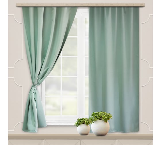 Комплект портьер для кухни witerra блэкаут, матовый, фисташка, 135x180, 2 шт 103980