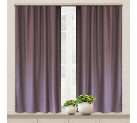Комплект портьер для кухни witerra блэкаут, матовый, черника, 135x180, 2 шт 103981 1