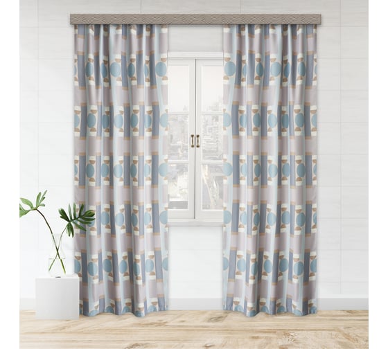 Комплект портьер witerra блэкаут, матовый, фигуры, серый, 135x260, 2 шт 107158 1