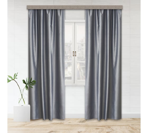 Комплект портьер witerra блэкаут, с тиснением, иней, 135x260, 2 шт, серый 107159 1