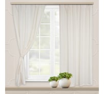 Комплект портьер для кухни witerra жаккард, лен молочный, 135x180, 2 шт 45084