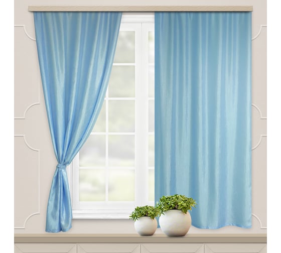 Комплект портьер для кухни witerra тергалет, голубой, 135x180, 2 шт 45109 1