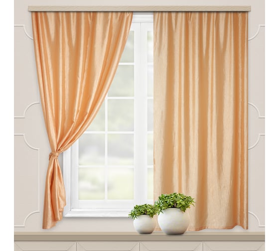 Комплект портьер для кухни witerra тергалет, золото, 135x180, 2 шт 100510
