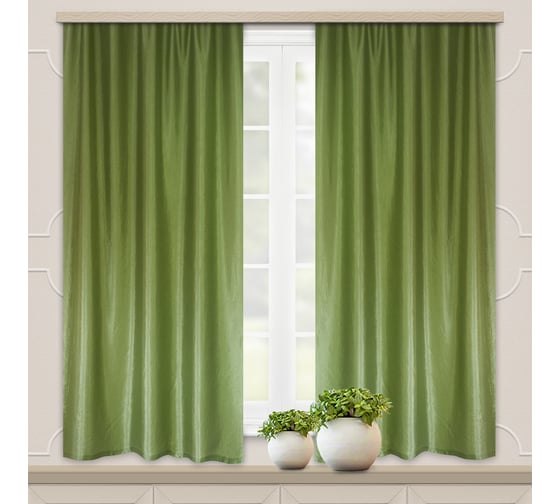 Комплект портьер для кухни witerra тергалет, зеленый, 135x180, 2 шт 45110 1