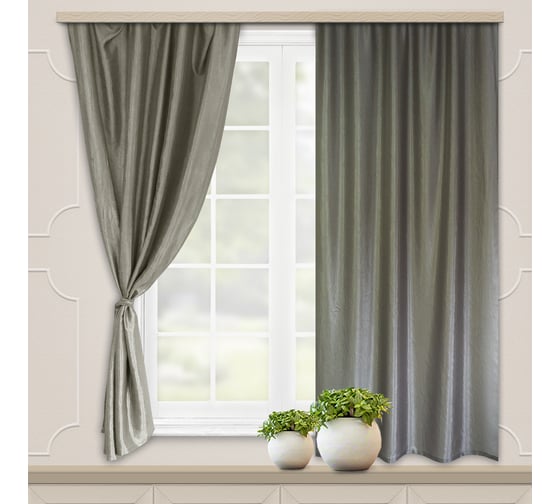 Комплект портьер для кухни witerra тергалет, серый, 135x180, 2 шт 100992