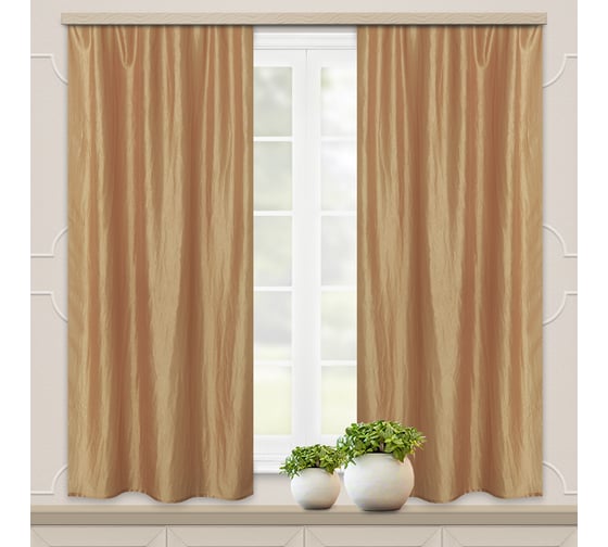 Комплект портьер для кухни witerra тергалет, темный бежевый, 135x180, 2 шт 45115 1