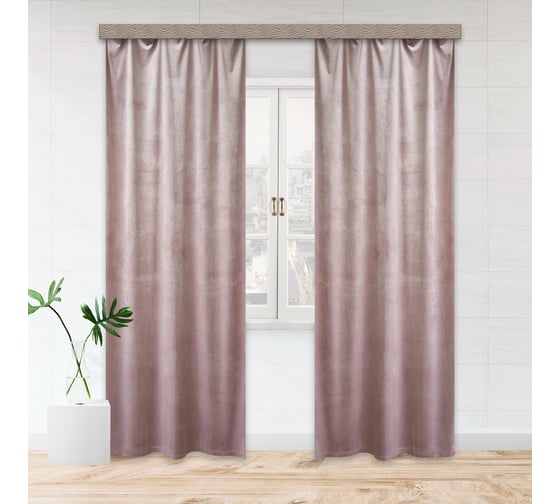 Комплект портьер witerra вельвет, однотонный, чайная роза, 135x260, 2 шт 106231 1