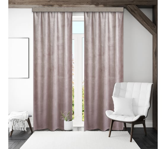 Комплект портьер witerra вельвет, однотонный, чайная роза, 135x260, 2 шт 106231