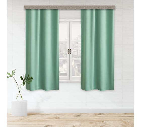 Комплект портьер для кухни witerra блэкаут, матовый, мятный, 135x180, 2 шт 108371 1