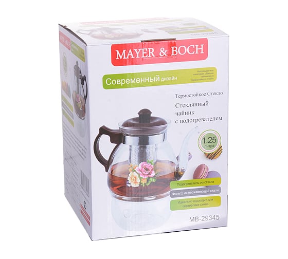 Заварочный чайник MAYER&BOCH 1250 мл + подогрев 29345 МВ (х12)