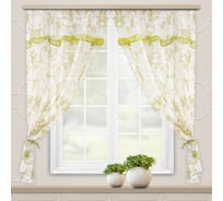 Комплект штор для кухни witerra цветы, 280x160, зеленый 45792