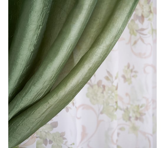 Комплект штор для кухни witerra романтика, 285x160, зеленый 45972