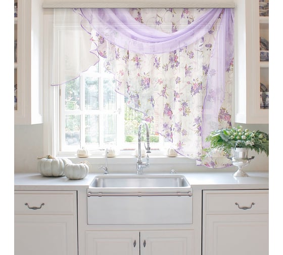 Комплект штор для кухни witerra иллюзия, 300x150, сирень, правый 45942 1