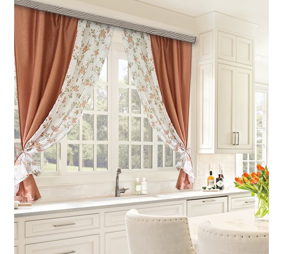 Комплект штор для кухни witerra жатка-комби, 270x160, кофе с молоком 46024 1