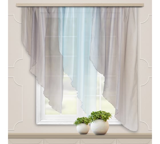 Комплект штор для кухни witerra мальва, 280x150, серый, правый 104236 1
