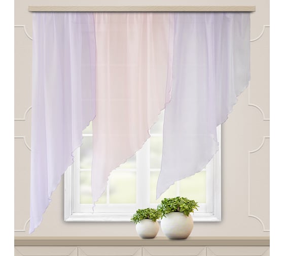 Комплект штор для кухни witerra мальва, 280x150, сирень, левый 108897 1