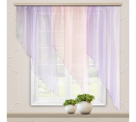 Комплект штор для кухни witerra мальва, 280x150, сирень, правый 104239 1