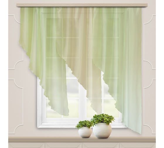Комплект штор для кухни witerra мальва, 280x150, фисташка, правый 104240 1