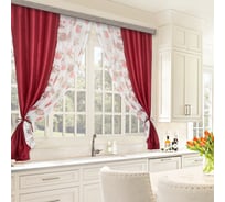 Комплект штор для кухни witerra жатка-комби, 270x160, бордо 46020