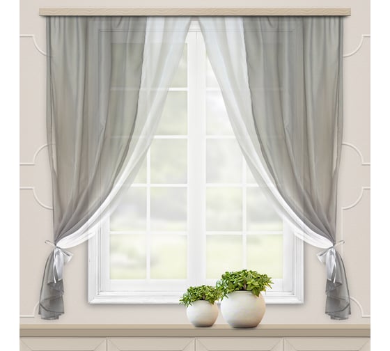 Комплект штор для кухни witerra лидия, 250x160, серый 103929 1